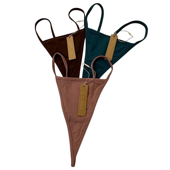 SKIMS Other - SKIMS Fits Everybody T-String Thongs Lot of 3 Rose Clay Teal Cocoa XS